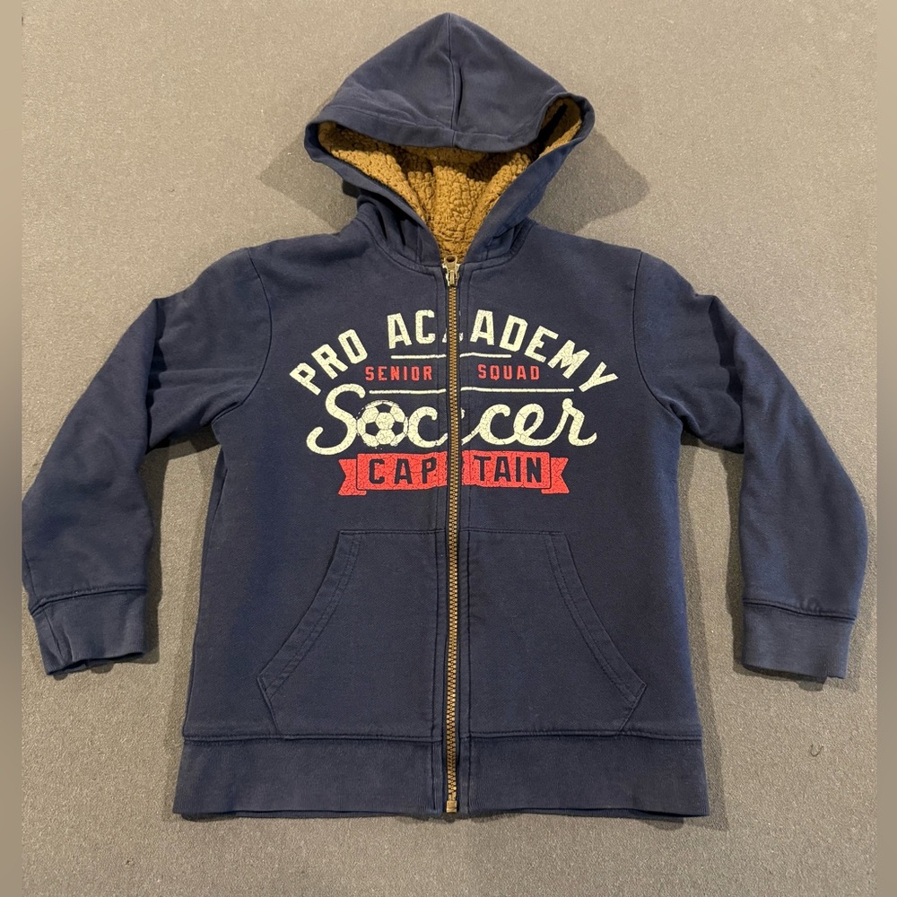 Navy Soccer Captain Full-Zip Hoodie - Faux Sherpa Lined